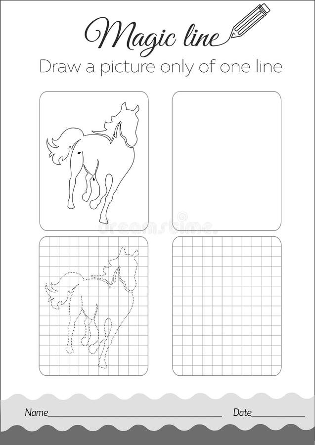 Coloring book horse Black